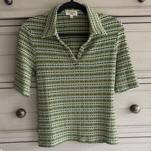 Kim & Cami Green and White Striped Top